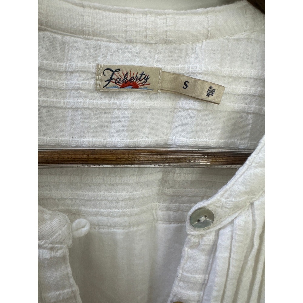 Faherty Isha Pintuck Organic Cotton Shift Dress Sleeveless White Women's Small - Picture 7 of 15